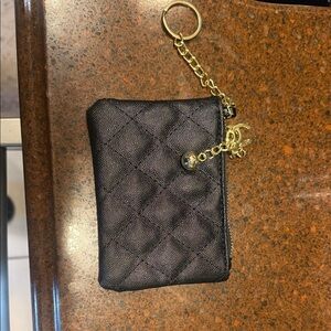 Elegant Black Quilted Keychain Wallet